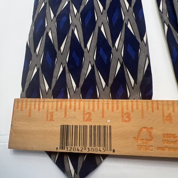 ROBERT TALBOTT STUDIO For Peter Richard Silk Tie ART DECO GEOMETRIC Blue Gray - Picture 8 of 12